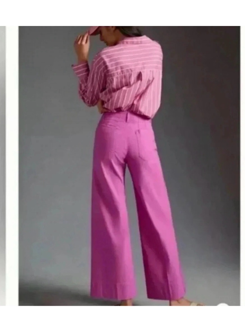 NWT Anthropologie The Colette Linen Cropped Wide Leg Pants Maeve Pink Rose 31